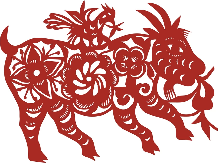 中国风中式传统喜庆民俗人物动物窗花剪纸插画边框AI矢量PNG素材【309】